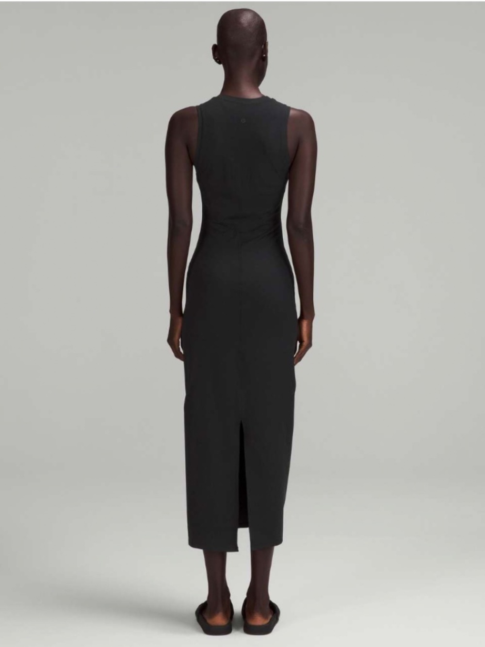 🍋LULULEMON all aligned ribbed midi dress black casual athletic 🍋